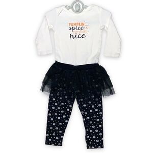 Carter's 2 Piece Halloween Long Sleeve Snap Bodysuit Leggings Tulle Skirt Size 1